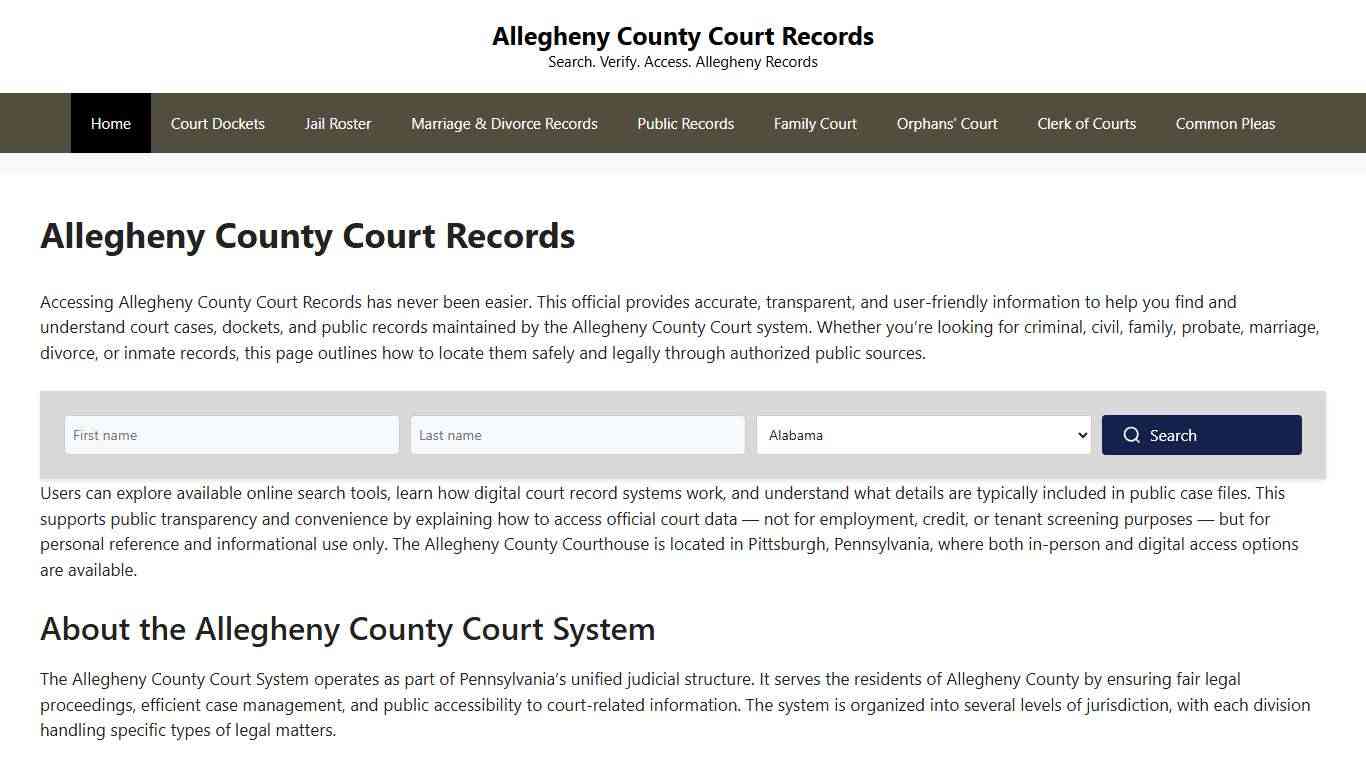 Allegheny County Court Records - Allegheny County Court Records